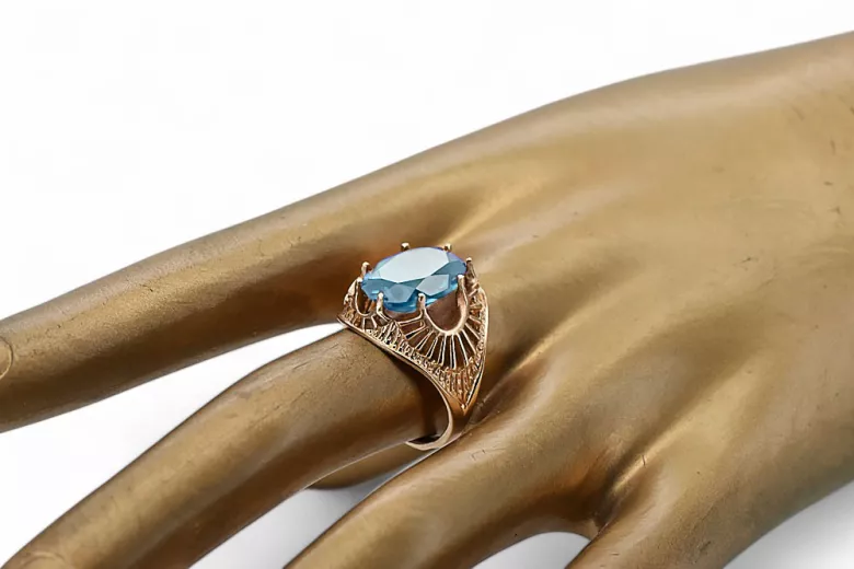 Aquamarine Original Vintage 14K Rose Gold Ring Vintage Jewlery vrc003r